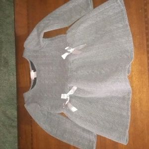 girl 5 long sleeve gray dress with satin bow accents